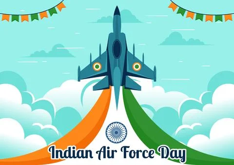 Indian Air Force Day Vector Illustration on 8th October, featuring a Waving.. Stock Illustration