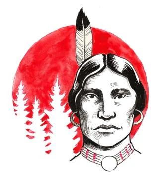 Indian and sun Stock Illustration