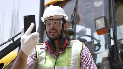 Indian architect  making video call about building information. Video stock 162018538