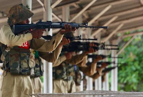Indian Army candidates undergo Basic Military Training, Bangalore, India - 18 Au Stock Photos