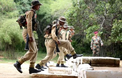 Indian Army candidates undergo Basic Military Training, Bangalore, India - 18 Au Foto stock