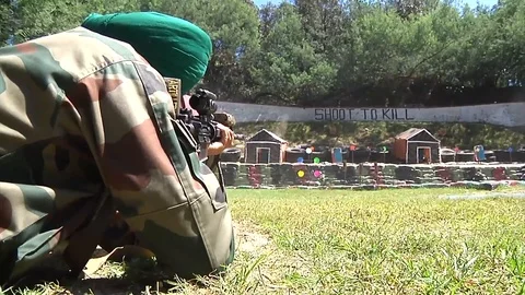 Indian Army participate in a reflex range at Exercise Yudh Abhyas 18 - 2018 Stock Footage 101902558
