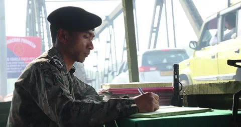 Indian Army Soldier at Checkpost Stock Footage 340123011