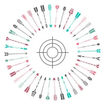 Indian arrows flying to the target Stock Illustration