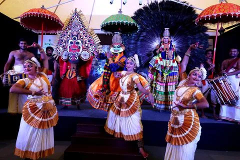 Indian artists from Kerala event program to promote the Kerala tourism in Bhopal 库存照片