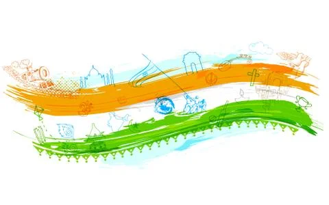 Indian background with monument Stock Illustration