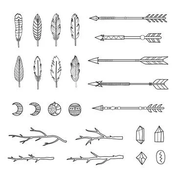 Indian boho items set. Stock Illustration