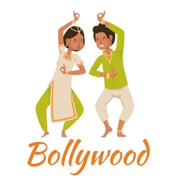 Indian Bollywood couple dancing vector Stock Illustration