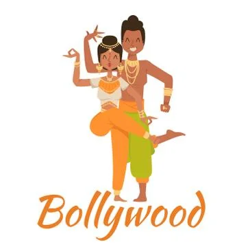 Indian Bollywood couple dancing vector Stock Illustration