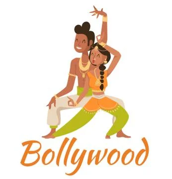 Indian Bollywood couple dancing vector Stock Illustration