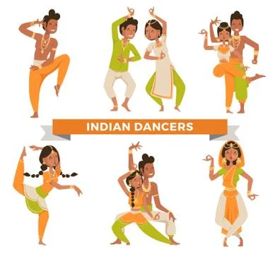 Indian Bollywood couple dancing vector Stock Illustration