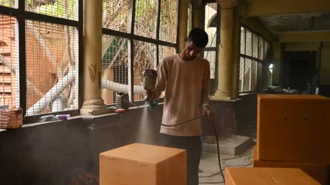 Indian Box Painter in the work Vídeo Stock 347979056