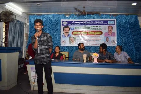 Indian boy talking in front of the class Stock Photos