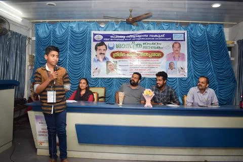 Indian boy talking in front of the class Stock Photos