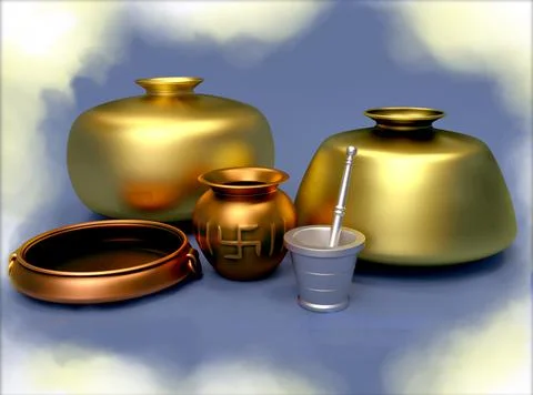 Indian Brass Pots Illustrazione stock