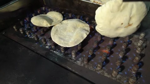 Indian Bread, Flate Bread - Brown bread or Roti - Traditional Indian Food 스톡 동영상 250981616