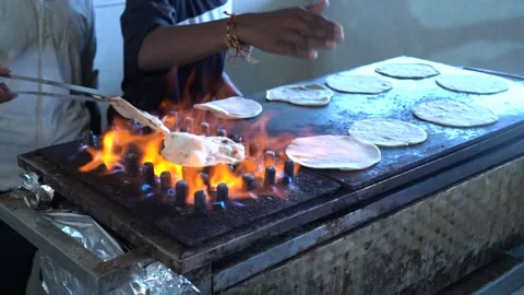 Indian Bread, Flate Bread or Roti, Cooking of Indian Brown Bread on Stove 스톡 동영상 288319843