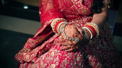 Indian Bride's Hands with Henna and Jewelry Stock Footage 341946013