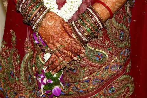 Indian Bride's Hands Stock Photos