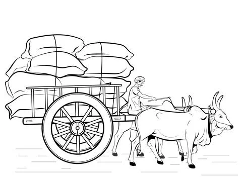 Indian Bullock Cart Stock Illustration