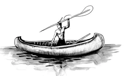 Indian in the canoe Illustrazione stock