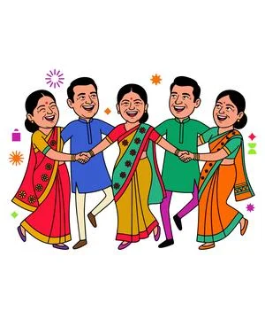 Indian Celebration Dance Stock Illustration