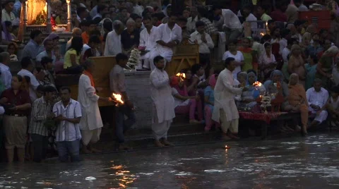 Indian ceremony on Ganges 2 Stock Footage 230875