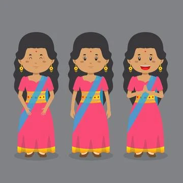 Indian Character with Various Expression Stock Illustration
