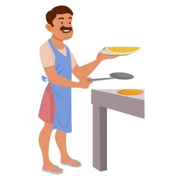 Indian Chef Making Dosa Stock Illustration
