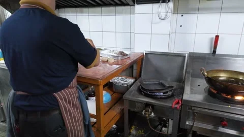Indian Chef Preparing Traditional Dough in a Professional Commercial Kitchen Stock Footage 338420116