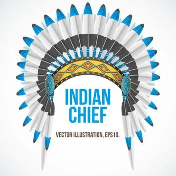 Indian chief hat with plumage. Front view. Vector 스톡 일러스트