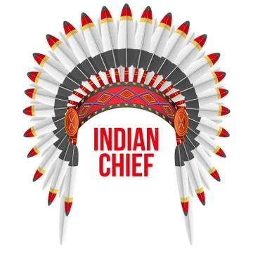 Indian chief hat with plumage. Front view Illustrazione stock