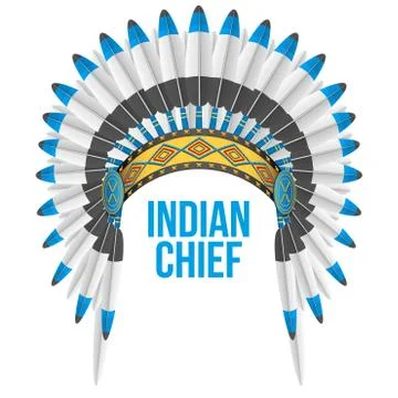 Indian chief hat with plumage. Front view Illustrazione stock