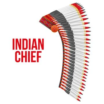 Indian chief hat with plumage. Side view Illustrazione stock