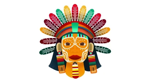 Indian Chief Head, Indian tribe's eyes, Red Indians Face 動画素材 276347583
