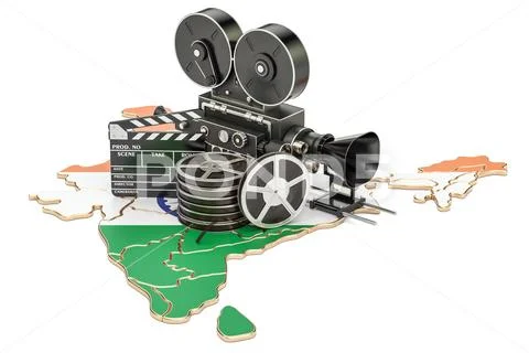 Indian cinematography, film industry concept. 3D rendering Stock Illustration