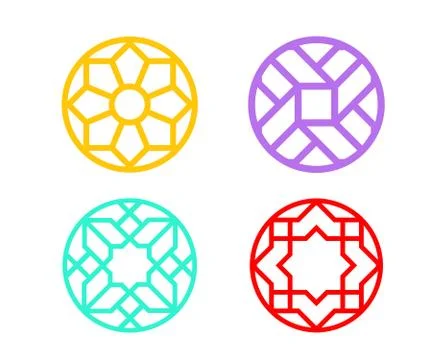 Indian circle window frame with islamic pattern Stock Illustration