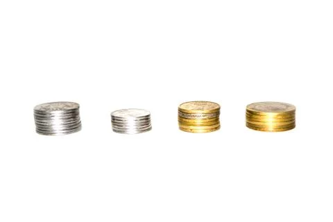 Indian circulating coins collection on isolate white background. Stock Photos
