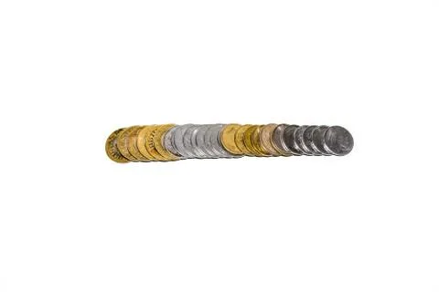 Indian circulating coins collection on isolate white background. Stock Photos