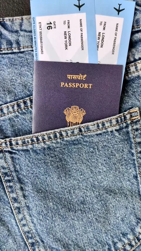 Indian citizen passport, visa document for travel, immigration or tourism. India Stock Footage 319826116