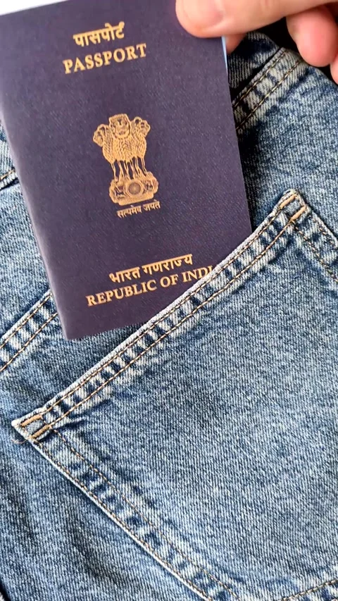 Indian citizen passport, visa document for travel, immigration or tourism. India Stock Footage 319826133