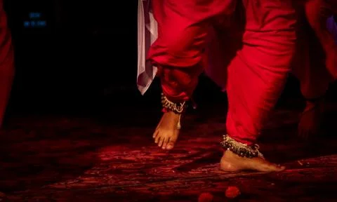 Indian classical dance form in feet with musical anklet with selective focus  Stock Photos