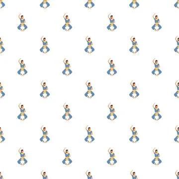 Indian classical dancer seamless pattern traditional culture Stock Illustration