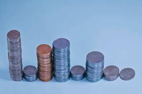 Indian coins stack in form of bar graph Stock Photos