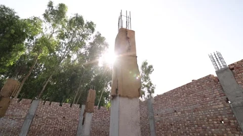Indian Construction Site Looking Up At Pillar Lens Flare Stock-Footage 267437917