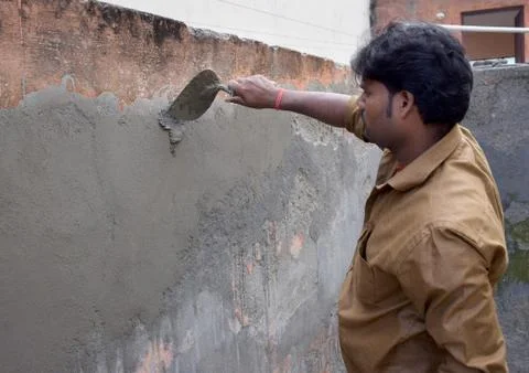 Indian Construction Worker Stockfoto's