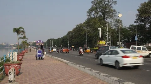 Indian Cop patrolling on a bicycle Stock Footage 100145271