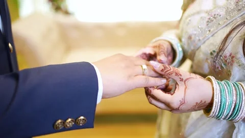 Indian Couple Exchanging Wedding Rings Stock Footage 341395802