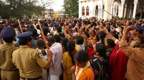 Indian Crowd strike Stock Footage 54275648