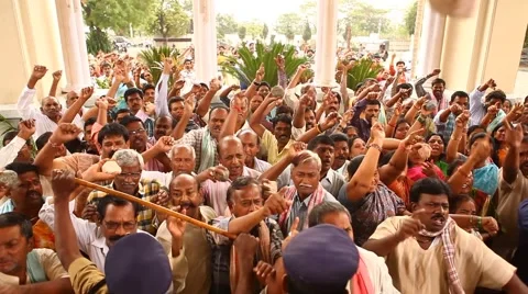 Indian Crowd strike Stock Footage 54277195